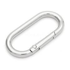2 PCS Silver Oval Rings Snap Clips Spring Opening Keyring Buckle SHOV Purse