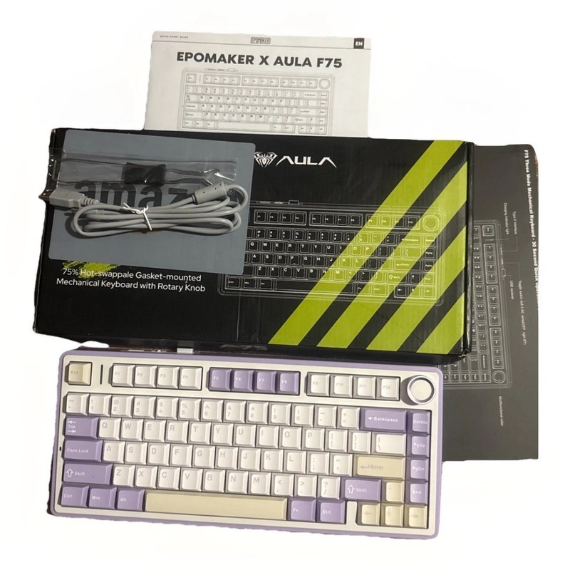 Epomaker x Aula F75 Mechanical Keyboard Bluetooth USB-C Wireless RGB Purple /App