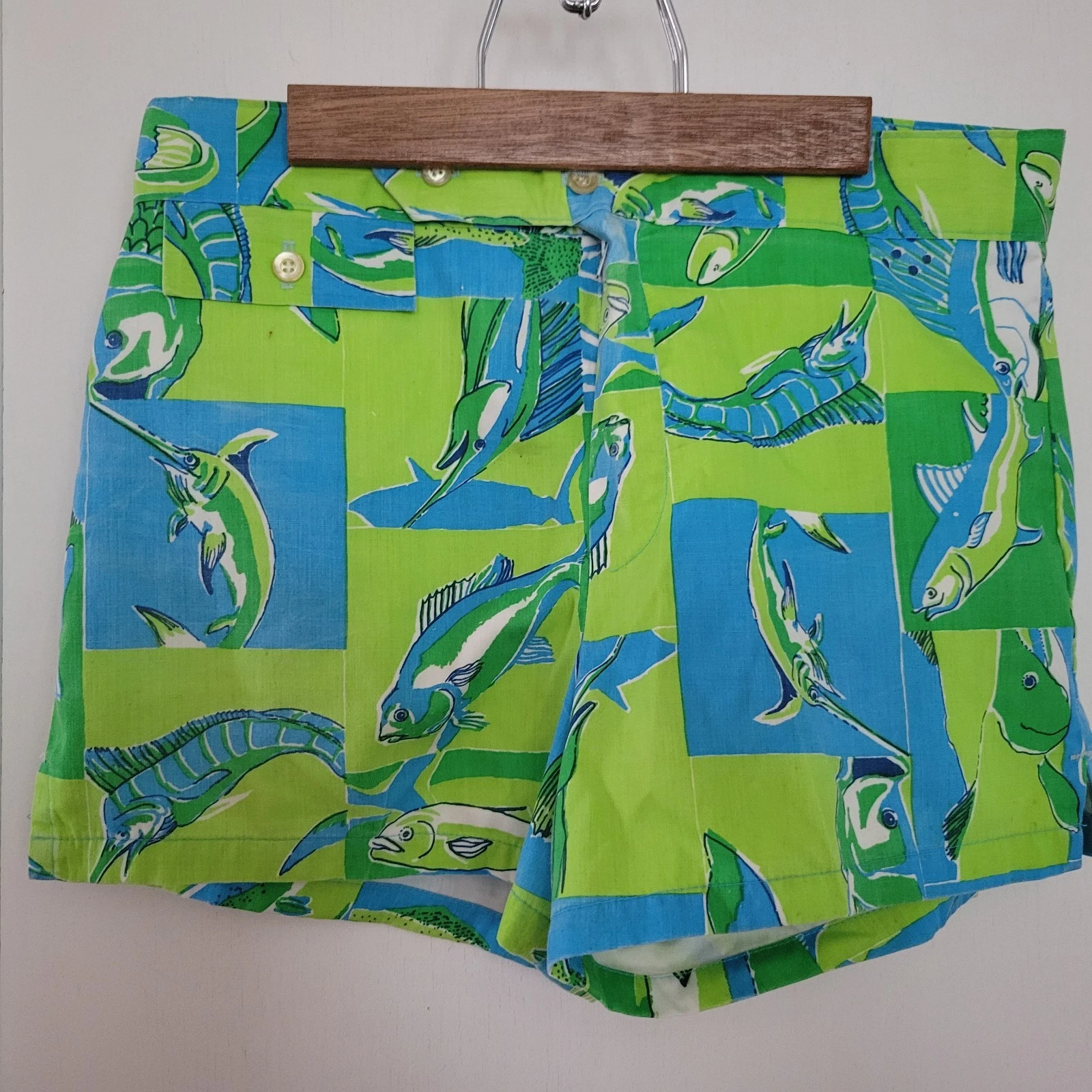 Lilly Pulitzer Men’s Stuff Vintage Blue Fish Shorts Size 30 Nautical Swim