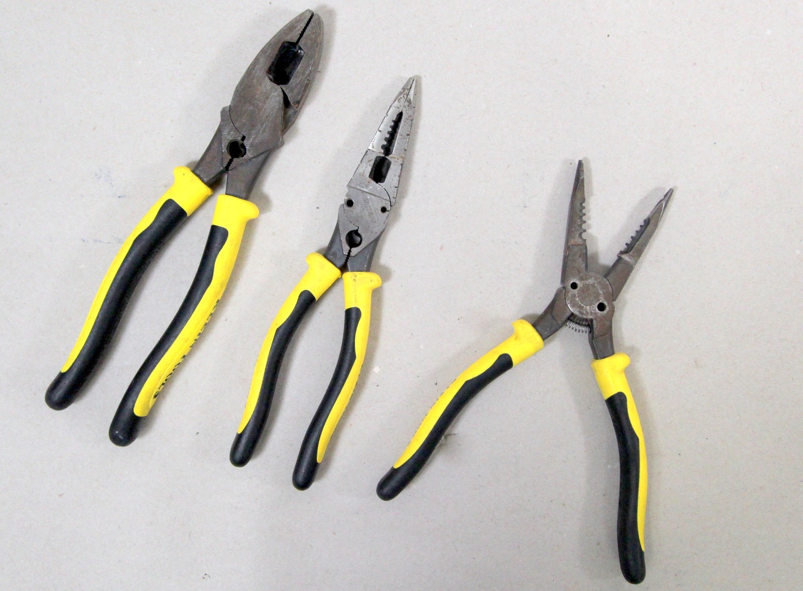 Klein Tools Pliers Set Lot of 3 Lineman Long Nose Electrician Hand Tools USA