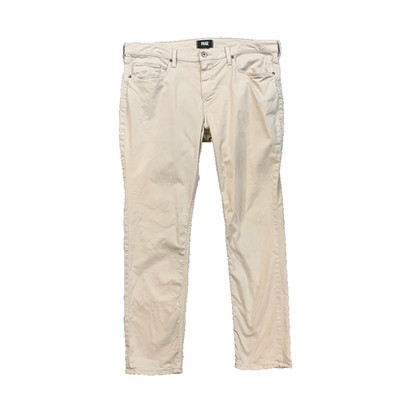 Paige Pants Mens 38 Oyster Lennox Cotton Blend Stretch Slim Fit 5 Pocket Ankle
