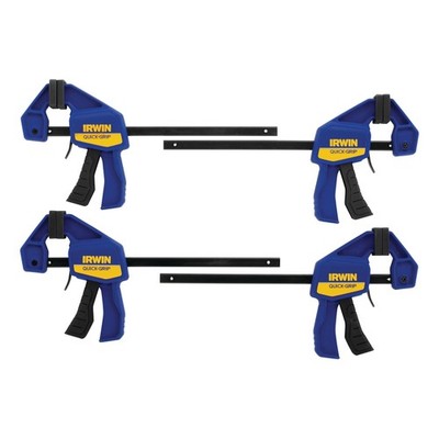 IRWIN Quick-Grip 1964758 One-Handed Mini Bar Clamp 4 Count (Pack of 1), Blue