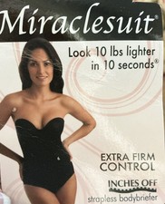 MIRACLESUIT Black Strapless Ex Firm Control Bodybriefer Style 2614 Sz 36B NWT