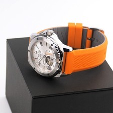 Bulova Marine Star Series A 98A226 Orange Silicone Strap Men's Automatic Watch - Image 5