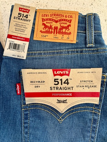 NWT - BOYS Levi's 514 - 14 Reg - 27x29 Straight Leg Performance Regular Fit Jean - Picture 2 of 10