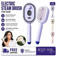 Electric Steam Hair Brush Rechargeable Anti-Static Hair Straightening Brush New