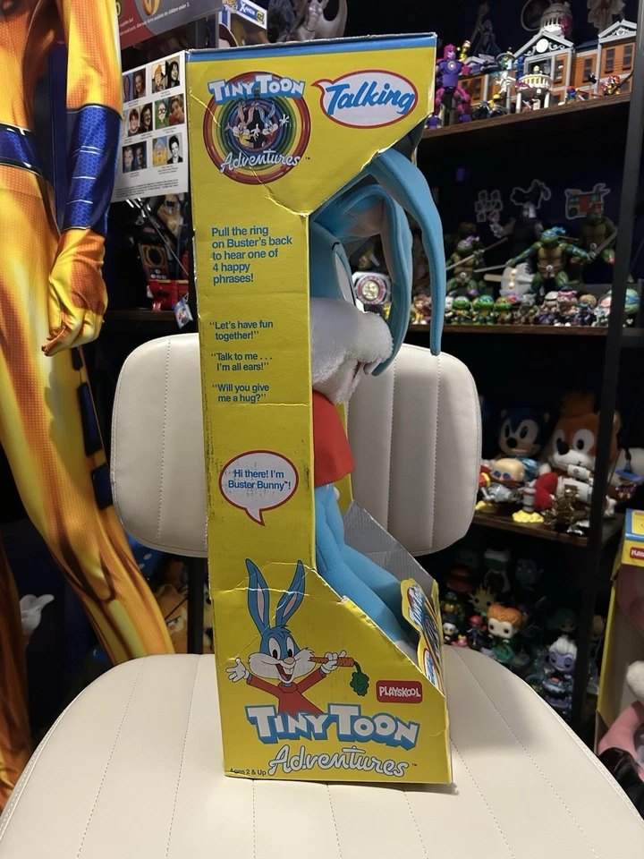 Tiny Toon Adventures Talking BUSTER BUNNY Vintage Pull String Plush 17" New - Image 4 of 4