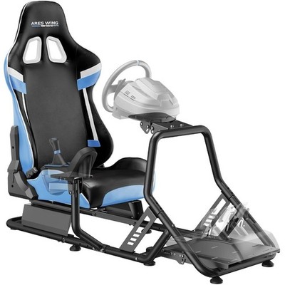 Racing Simulator Cockpit, Sim Racing Wheel Stand with Seat, Blue, Formula and GT