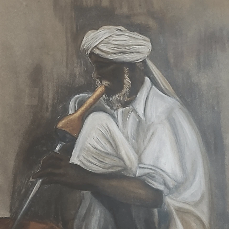 Arte de pared pintura original enmarcado con encanto de serpiente indio DH Feldman de colección Foto 2 de 4