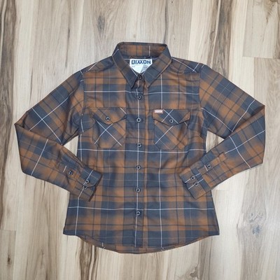 Dixxon Shirt Womens Medium Brown Plaid Button Up The Boroughs Flannel