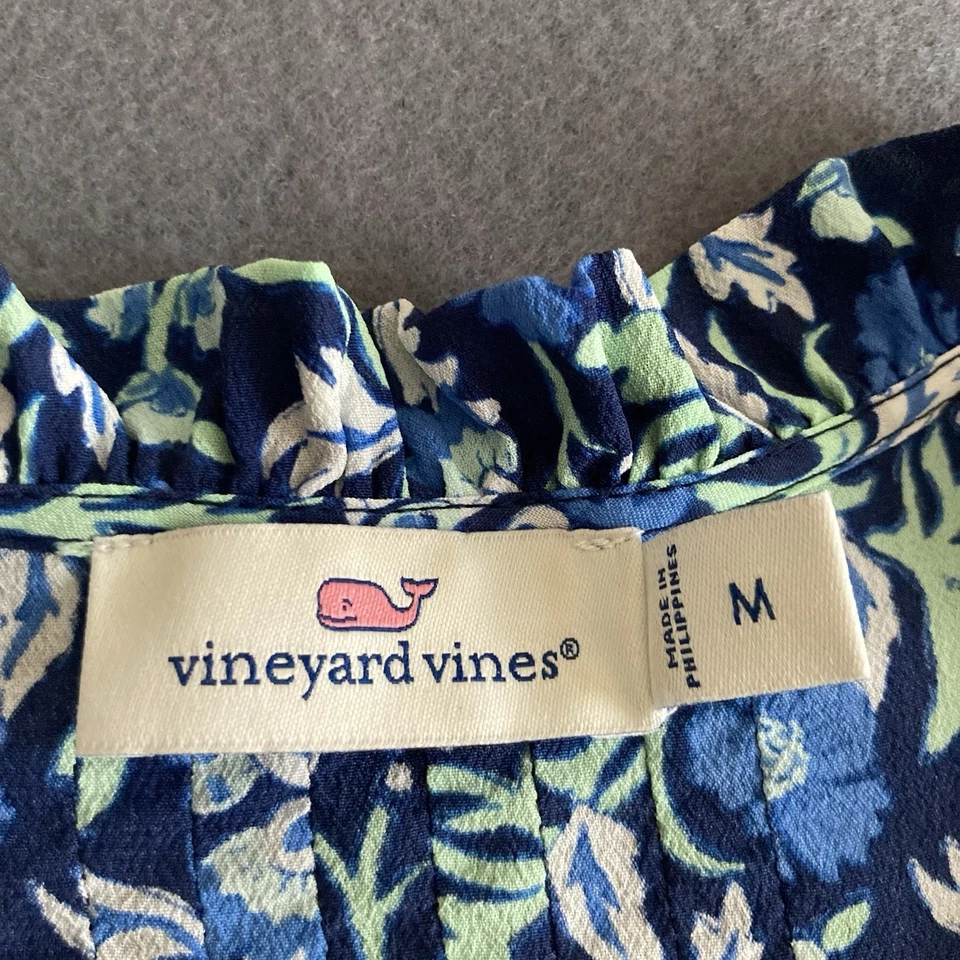 Top Vineyard Vines para mujer mediano jardín botánico pintuck popover manga larga Foto 4 de 4