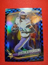 2025 Panini Prizm JUSTIN JEFFERSON Blue & Black Checkerboard Minnesota Vikings