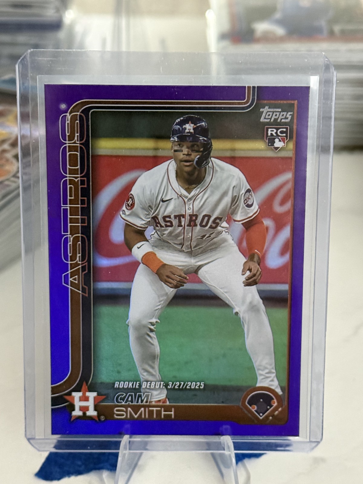 2025 Topps Update Series Purple Foil #US45 Cam Smith RC 30/250 Astros HD