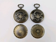 Lot Of 2 Relic Pocketwatch Cases Antiqued Brass Eagle Hunter Case Vtg NOS