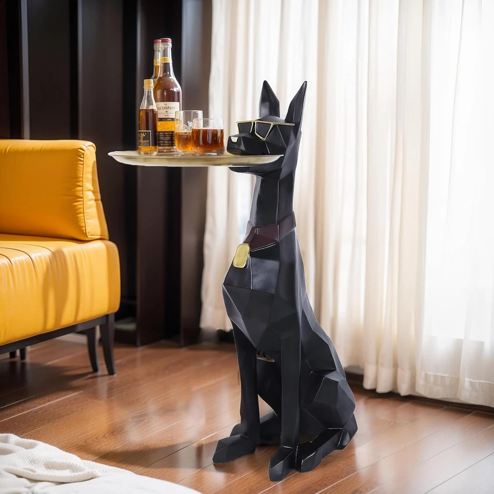 Mesa auxiliar geométrica para perros con bandeja mayordomo estatua animal para moderno Foto 4 de 4