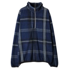 Vintage 90'S Nautica Check Pattern Half-Zip Fleece Pullover Made in USA Men'...