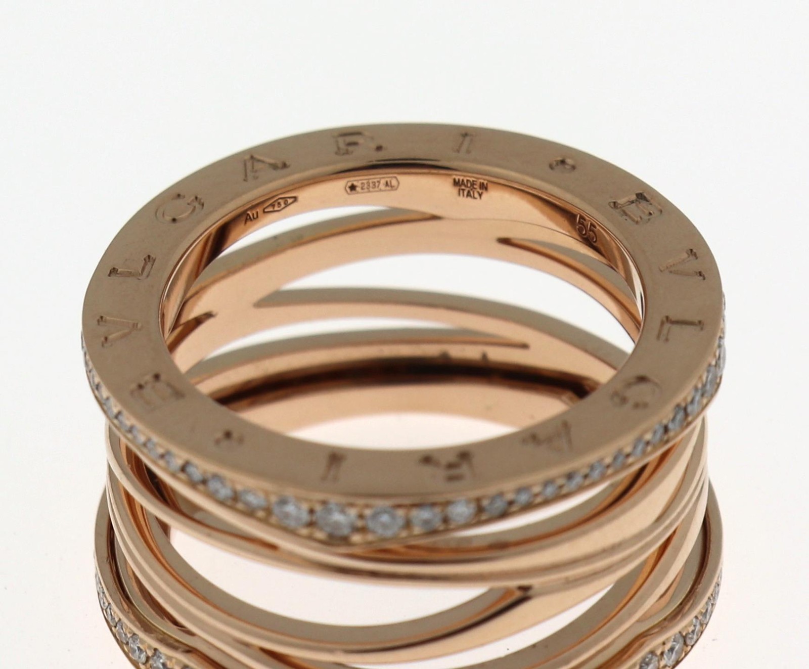 Bulgari Bvlgari B.Zero1 B Zero One Zaha Hadid 18K Rose Gold Diamond Ring Sz 55 image 5