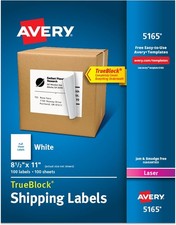 Avery Full-Sheet Printable Shipping Labels, 8.5 x 11 Customizable Stickers 5165