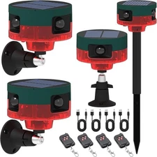Solar Outdoor Motion Sensor Alarm: Dog Barking&Gunshot Sound, 129db 4pcs