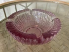 Vtg Blenko Glass 624 Rose Pink Small Sunburst Ribbed Patio Ashtray MCM 1960s