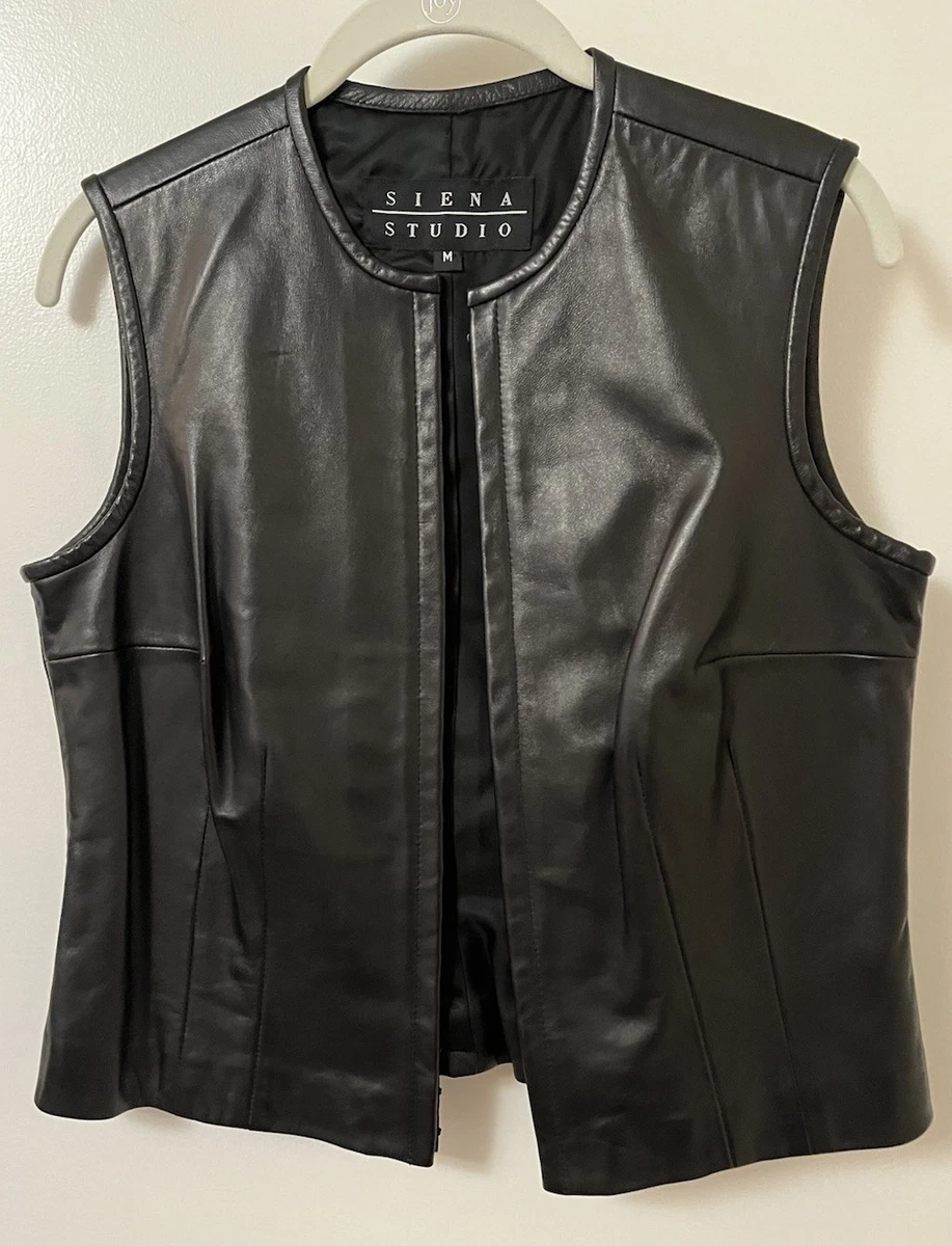 Chaleco De Cuero Negro Mate Para Hombre, Cremallera Lateral, Ajustable - Estilo Biker