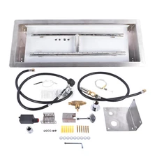 Drop-in Rectangular Stainless Steel Fire Pit  Burner Kit, Propane Gas Fire Pan