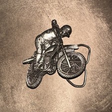 Vintage Motocross Pewter Belt Buckle W 38 By Bergamot Brass Works 1977