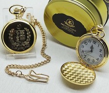 Pakistan Coat of Arms Crest Gold Pocket Watch Engraved Personalised Metal Case