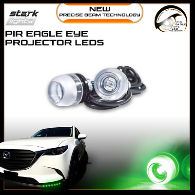Eagle Eye 18mm Bright Projector PIR 3SMD LED Fog Light DRL Backup Signal - GREEN