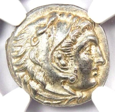 Ancient Greek Philip III AR Drachm Coin 323-317 BC. Certified NGC Choice AU