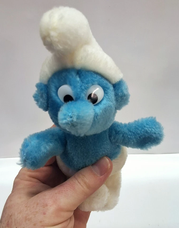复古 1981 年蓝精灵卡通迷你毛绒玩具 7 英寸玩具 PEYO Wallace Berrie Ganz — 第 3/4 张图片