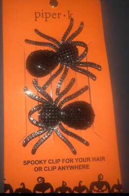 NWT ⚜️?️⚜️ Piper K rhinestones hinged spiders Halloween Bobby Pins set of 2 Amazon.com : 2 PACK Halloween Black Spider Pins Hair Clip  main image 2