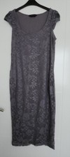 DOROTHY PERKINS GREY LACE OVERLAY CAP SLEEVE STRAIGHT STRETCH PENCIL DRESS 10