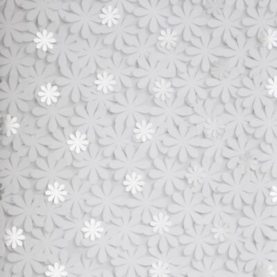 Weiß und Silber 3D Effekt Gänseblümchen Blume Floral Tapete Glatte Oberfläche 