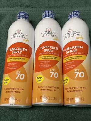 3 Studio Selection Sunscreen Spray SPF 70 Water Resistant Family Size 3-9-25