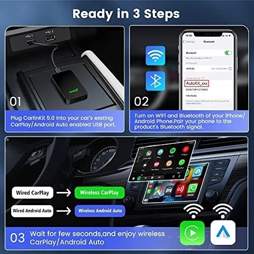 CarlinKit 5.0 Wireless CarPlay/Android Auto Adapter, Plug & Play, Dual Channel - Picture 6 of 17
