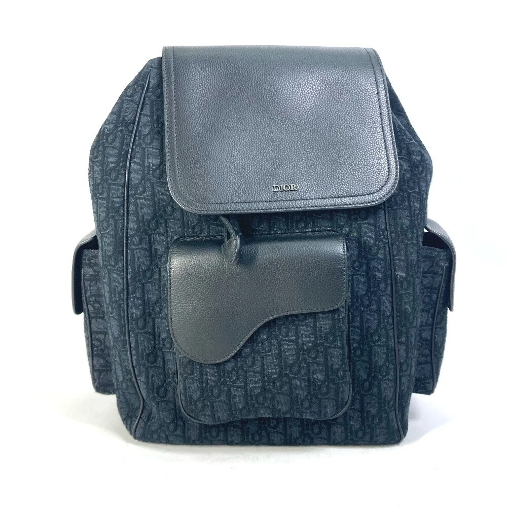 Sac à dos oblique selle Dior 1ADBA161YKS 23SS toile/cuir marine/noir