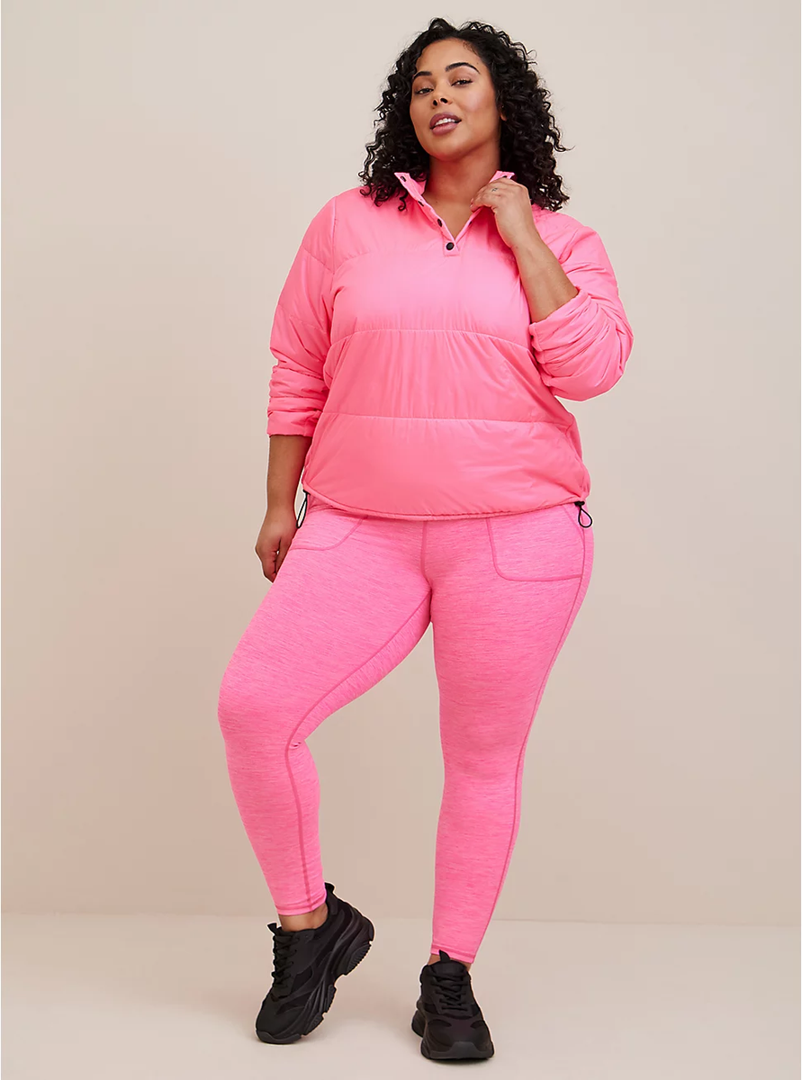 Torrid HAPPY CAMPER PUFFER ACTIVE PULLOVER JACKET PINK 12 Large NWT