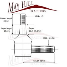 David Brown 990 995 996 1290 1390 1490 Tractor 4WD Track Rod End Steering Joint