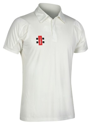 Graues Nicolls Velocity elfenbeinfarbenes kurzärmeliges Cricket-Shirt XS - XXL