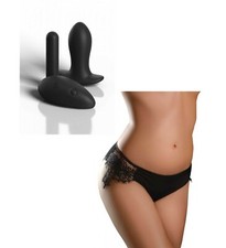 Mutanda donna con plug anale vaginale vibrante mini vibratore in silicone black