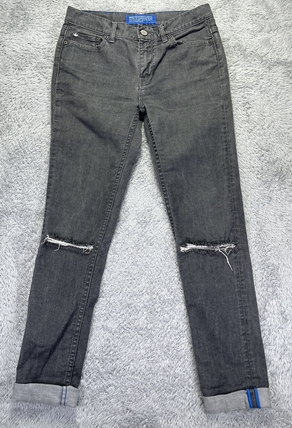 Women Slim Fit Jeans Stone Gray 28x31 Raw Hem Distres