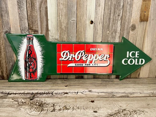 Dr. Pepper Good For Life 27" Arrow Metal Tin Sign Large Vintage Garage Man Cave