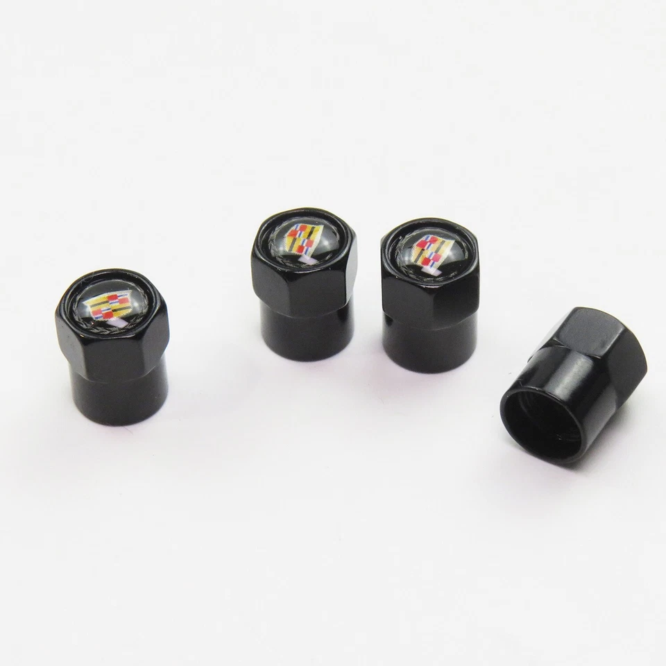 4Pcs Cadillac Tire Valve Stem Caps Set For All Modes Black Anodized Aluminum - Image 4 of 4