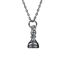 PAWN CHESS PIECE Necklace on Chain or Charm Only Pewter Game Strategy 3D Gift