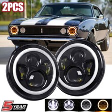 Pair 7inch Round Led Headlight Hilo Beam For Chevy 67-1981 Camaro 75-1980 C10