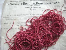 AUTHENTIC FRENCH Vintage Dk Pink Metal Thread Check Purl Bullion Embroidery 