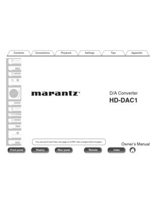 Marantz HD-DAC1 DA Converter Owners Instruction Manual