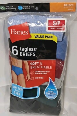 Hanes Men's Pack Multi Colored Tagless Briefs Underwear Size Small 28-30  NIP
