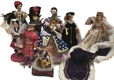 Vintage Ceremonial International Dolls - Lot of 9,  Varied Nationalities